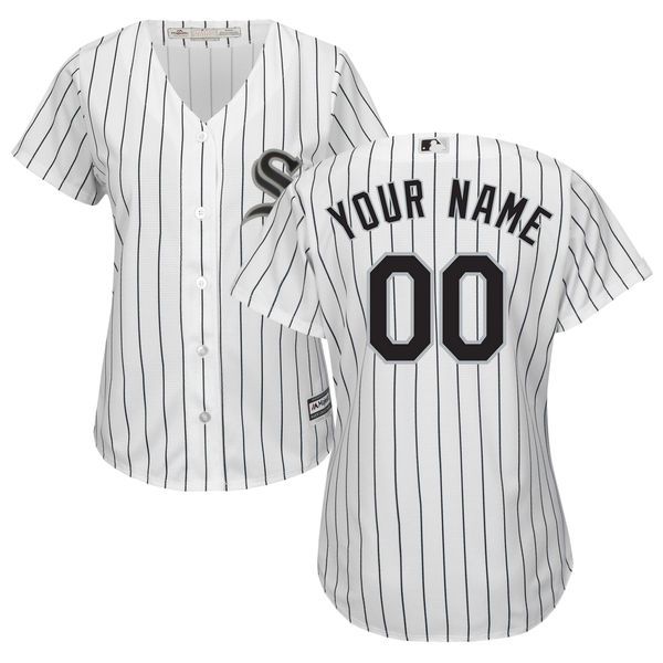 Women Chicago White Sox Majestic White Black Home Cool Base Custom MLB Jersey->customized mlb jersey->Custom Jersey